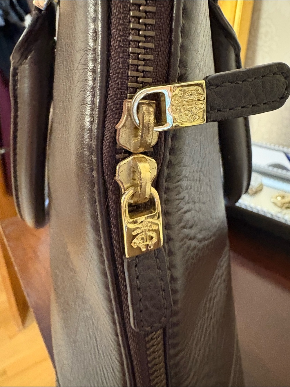 Brooks Brothers Dark Brown Leather Satchel with Gold Hardware - Picture 4 of 14